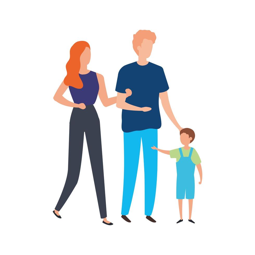 parents avec des personnages d'avatar de fils vecteur