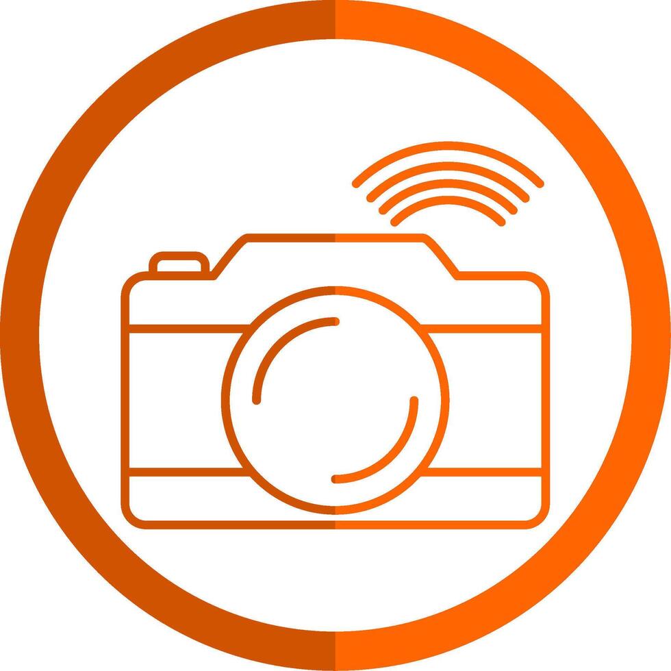 caméra ligne Orange cercle icône vecteur