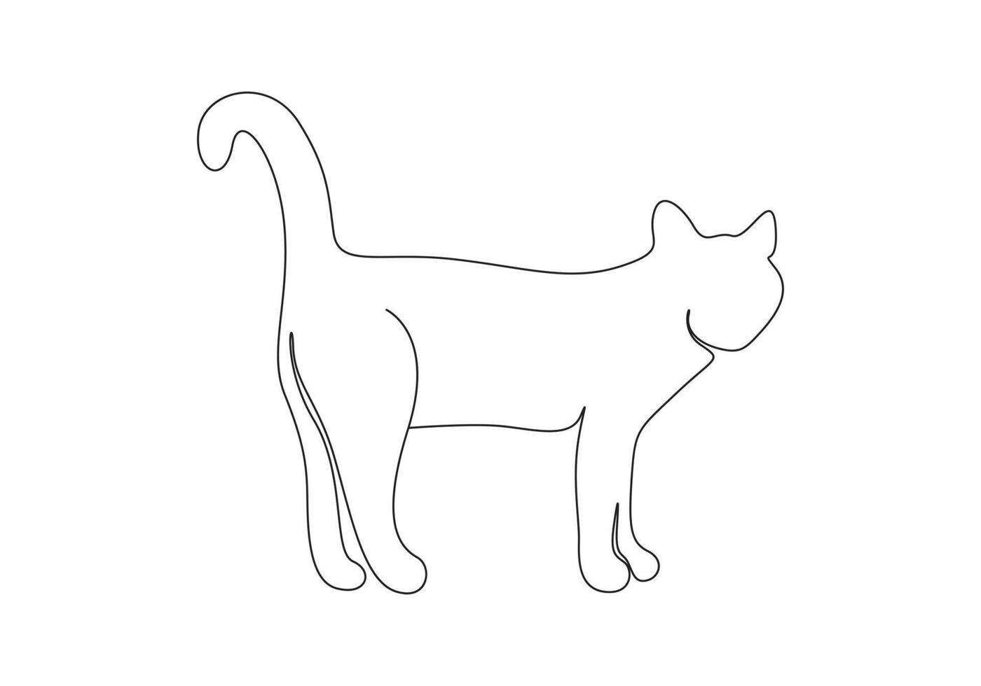 continu Célibataire ligne dessin de mignonne chat numérique illustration vecteur