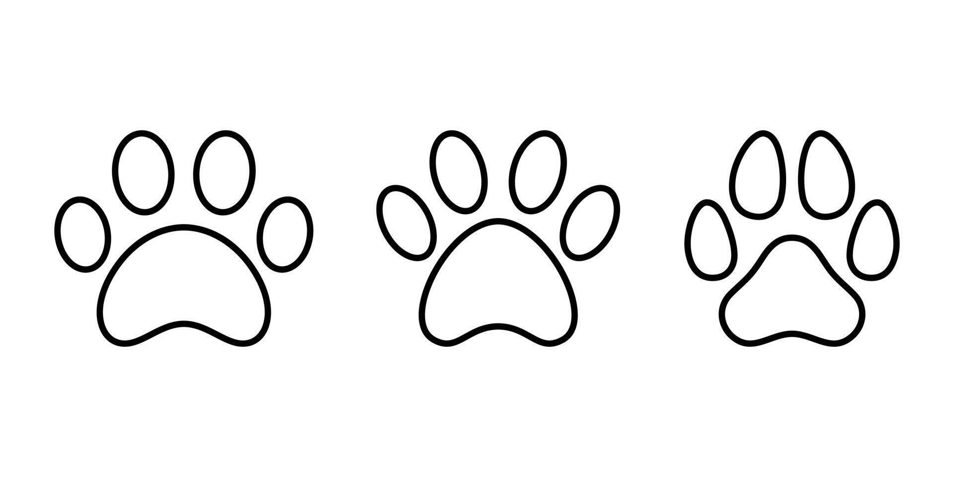 patte icône ensemble illustration. patte impression signe et symbole. chien ou chat patte vecteur