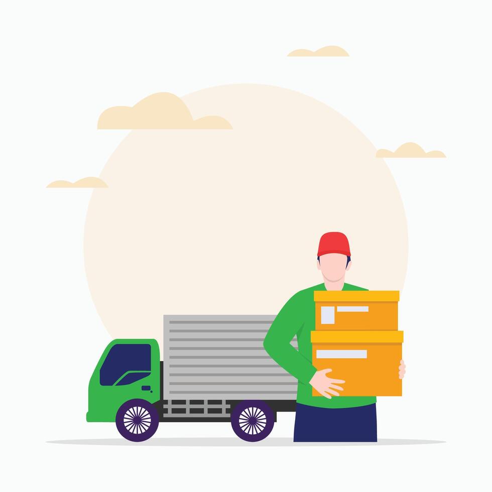 camionnage transport dessin animé illustration avec cargaison livraison prestations de service plat illustration vecteur