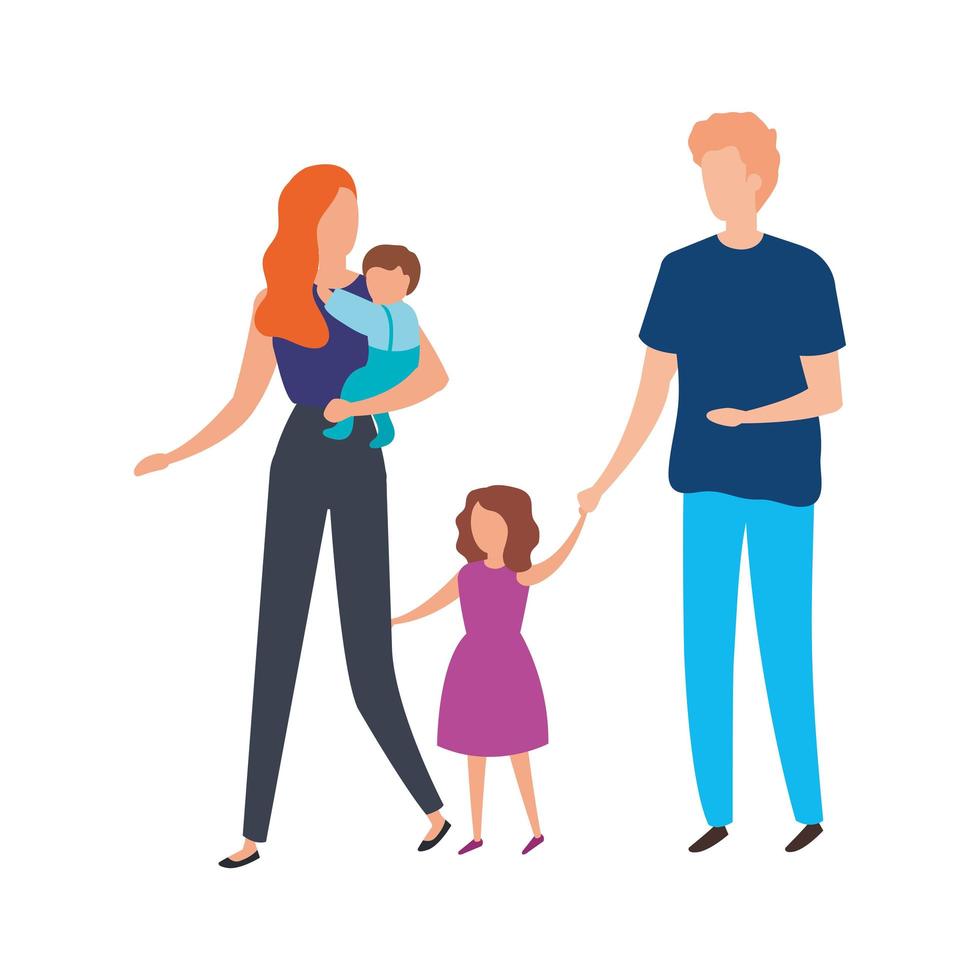 parents avec des personnages d'avatar de fils vecteur