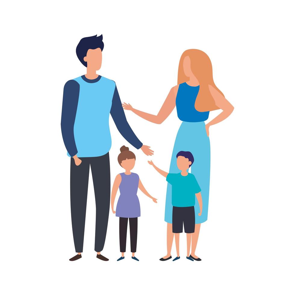 parents avec des personnages d'avatar de fils vecteur