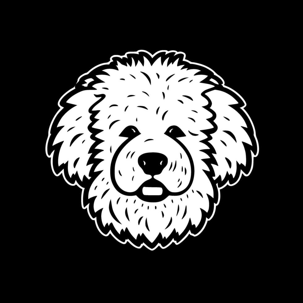 bichon frise - noir et blanc isolé icône - illustration vecteur