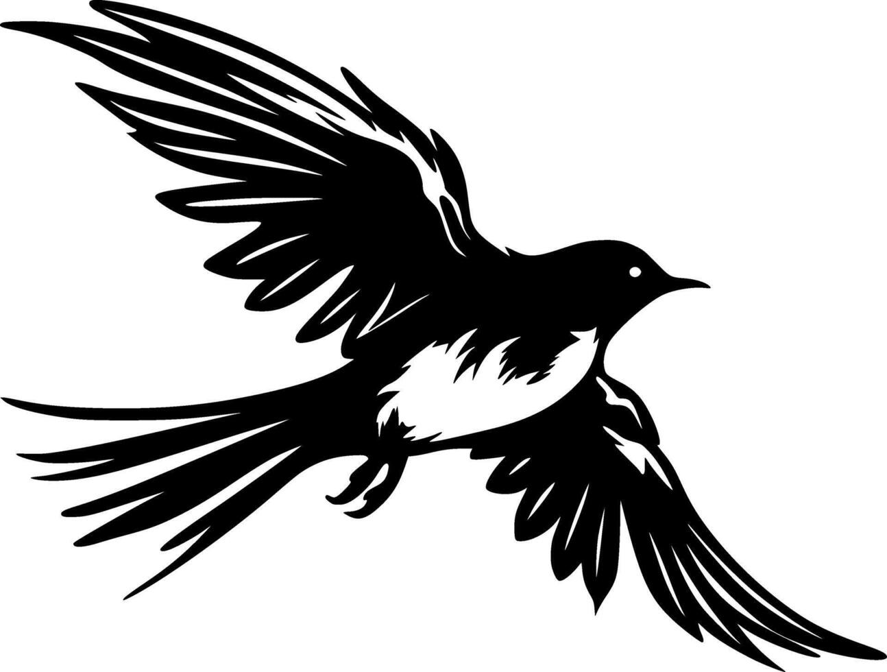 oiseau - noir et blanc isolé icône - illustration vecteur