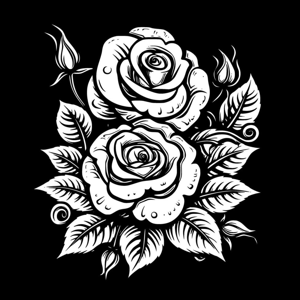 des roses, noir et blanc illustration vecteur