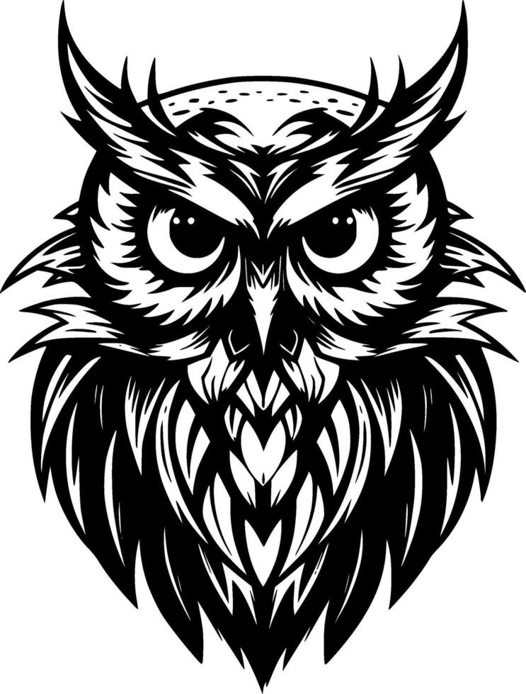 hibou - noir et blanc isolé icône - illustration vecteur