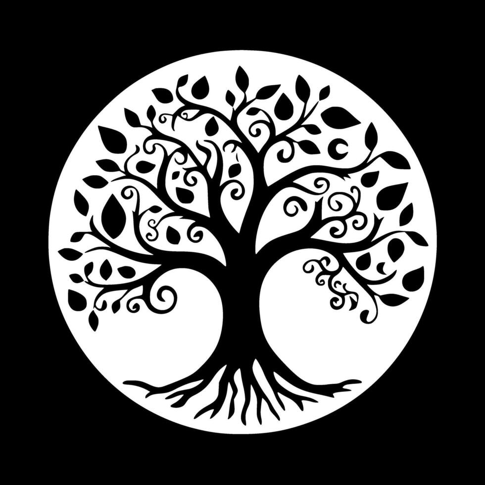 arbre - noir et blanc isolé icône - illustration vecteur