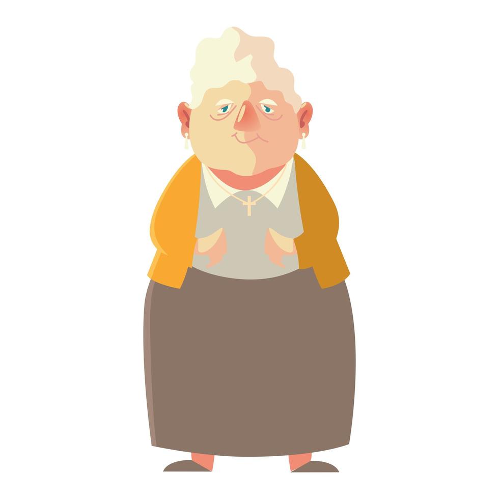 jolie femme âgée, dessin animé senior femme grand-mère vecteur