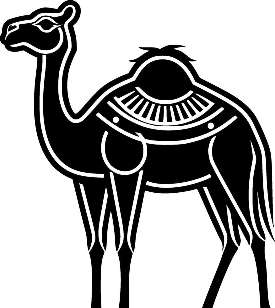 chameau - noir et blanc isolé icône - illustration vecteur