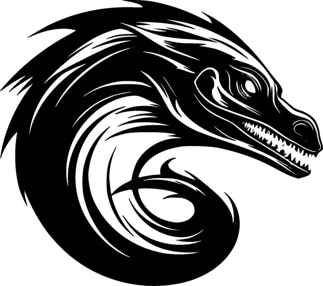 Komodo dragon - noir et blanc isolé icône - illustration vecteur