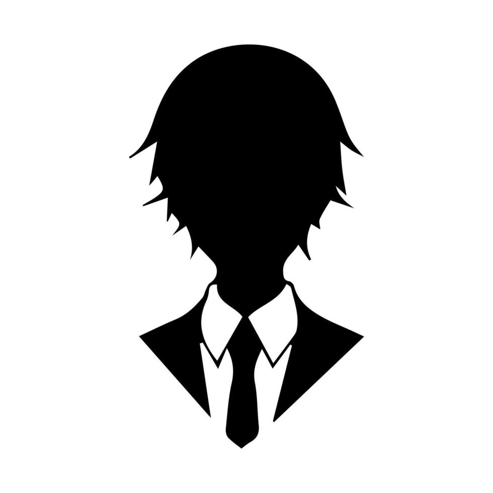 anime tête silhouette, homme anime style vecteur