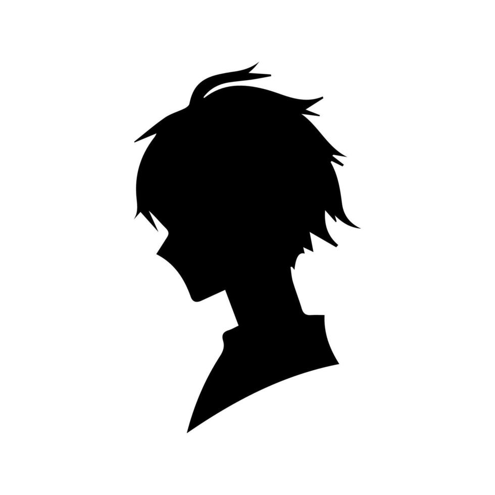 anime tête silhouette, homme anime style vecteur