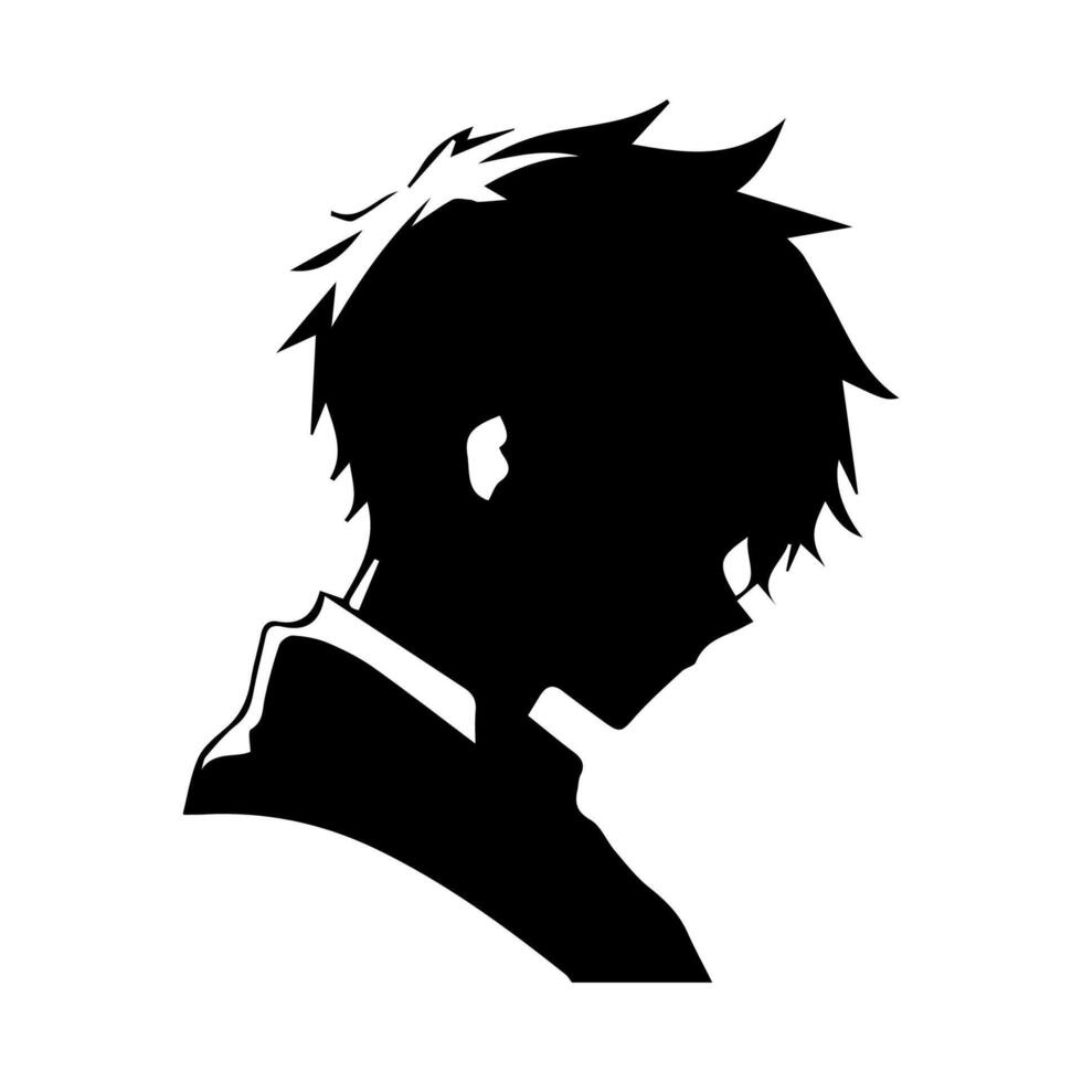 anime tête silhouette illustration avec le objet de une cool Jeune homme vecteur