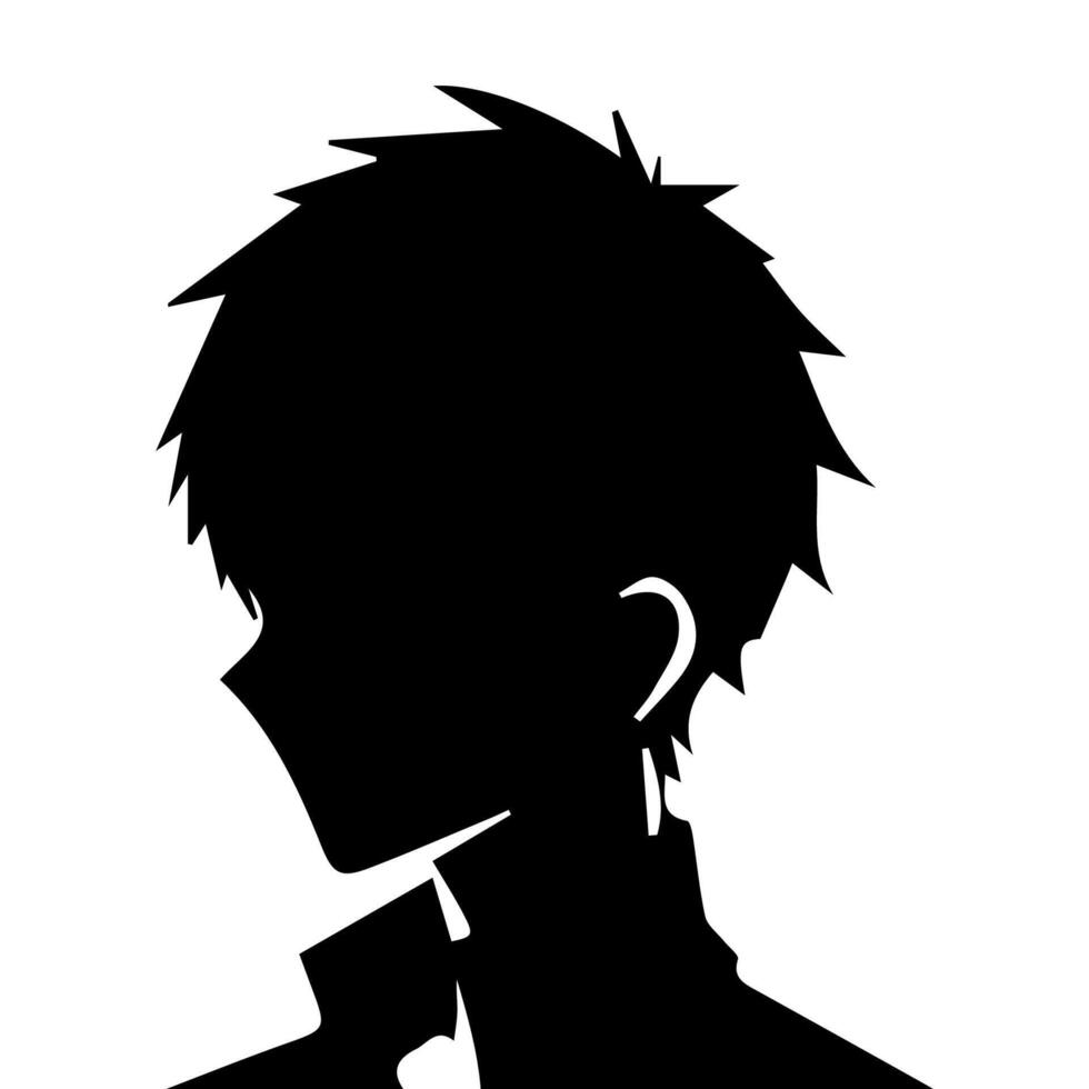 anime tête silhouette, homme anime style vecteur