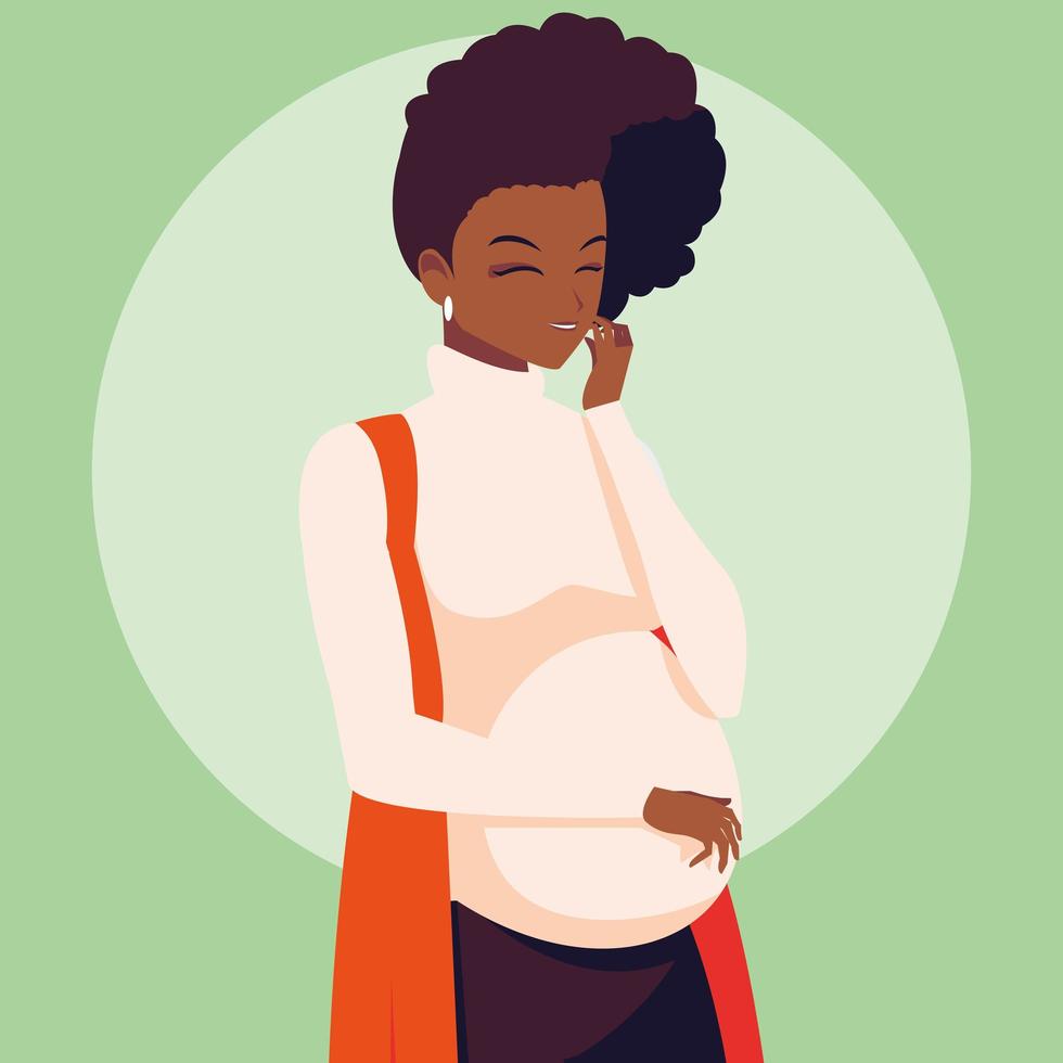 personnage avatar femme afro enceinte vecteur