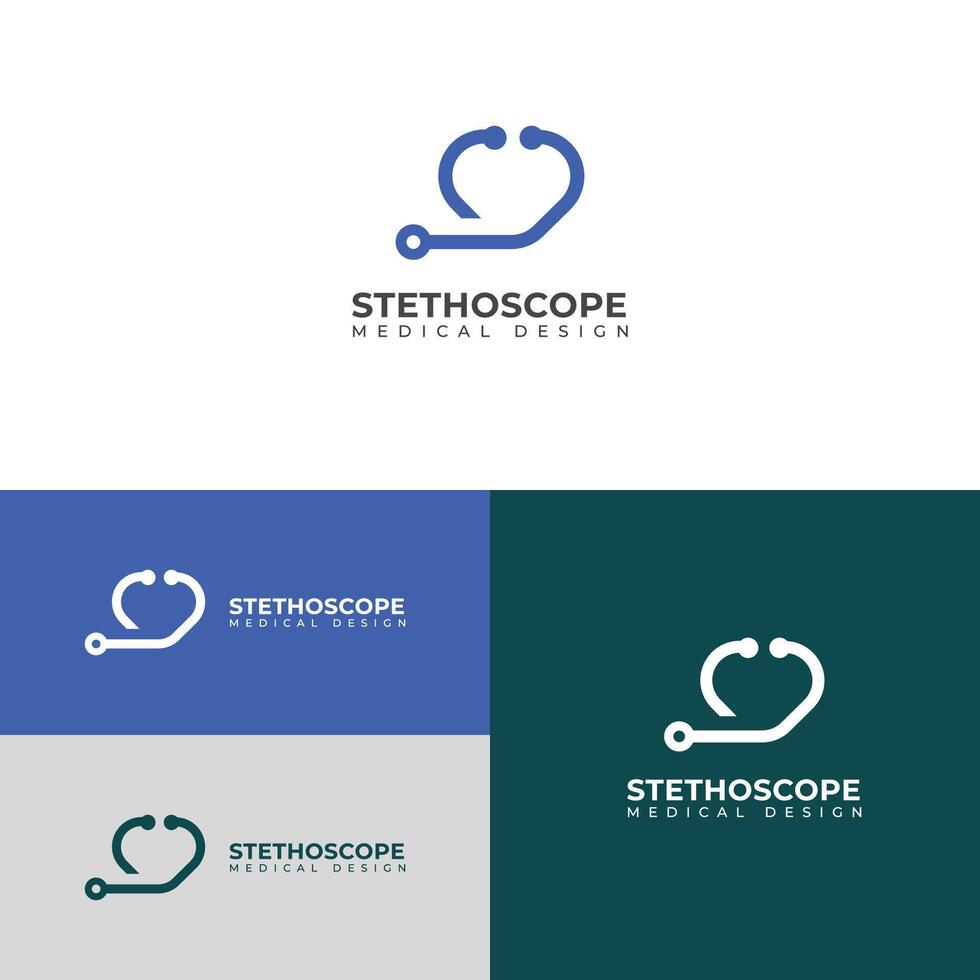 Créatif stéthoscope médical logo santé vérification outil. vecteur