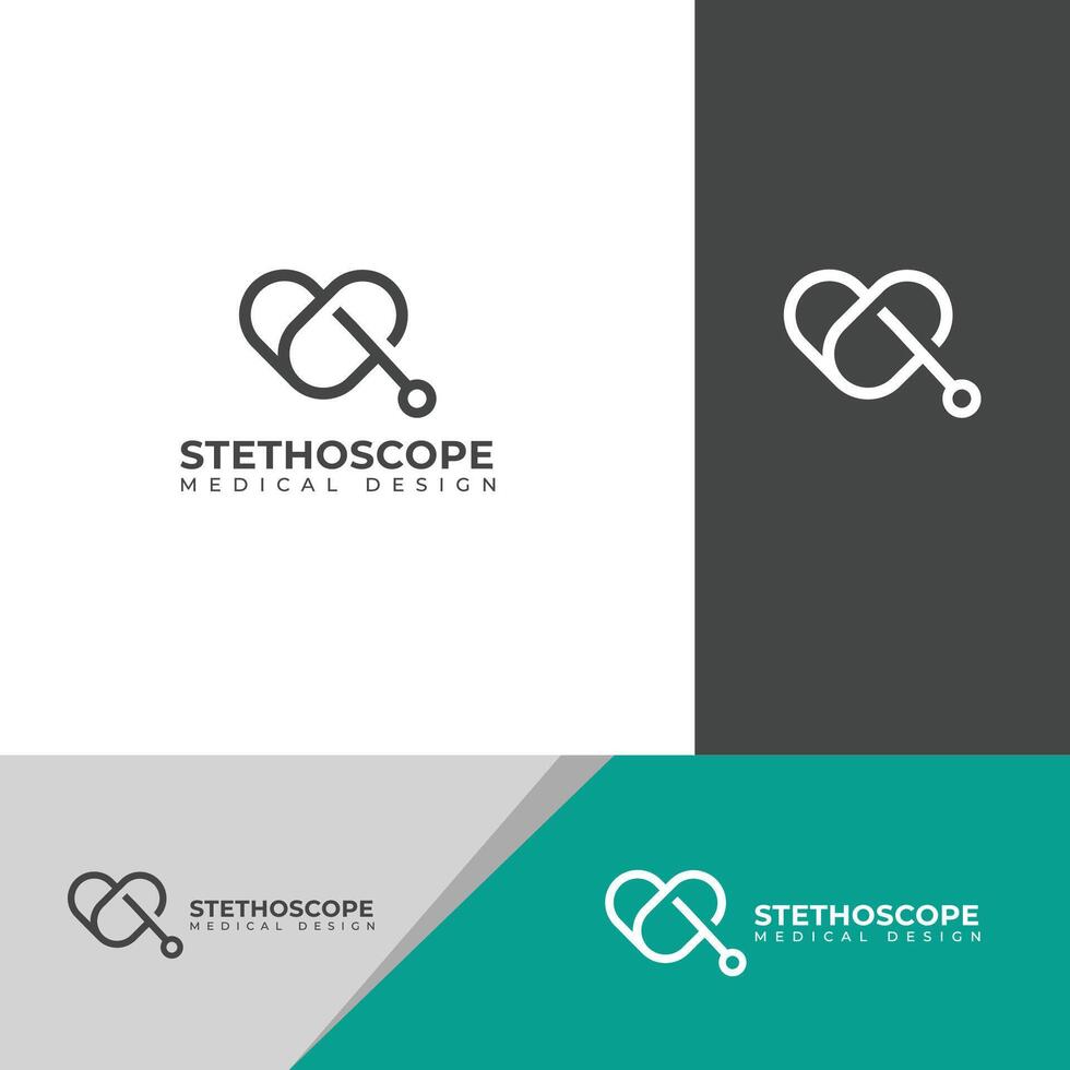 Créatif stéthoscope médical logo santé vérification outil. vecteur