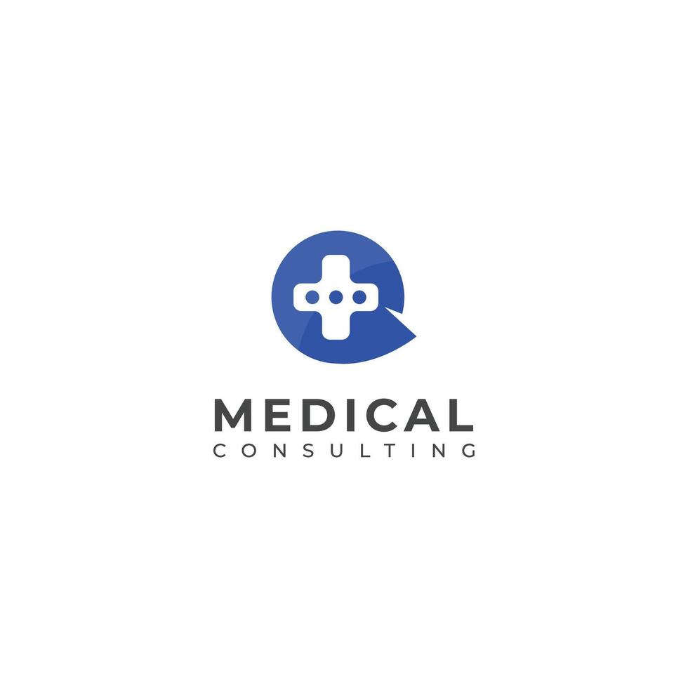 médical consultant logo conception. médecin bavarder consultant parler logo. vecteur