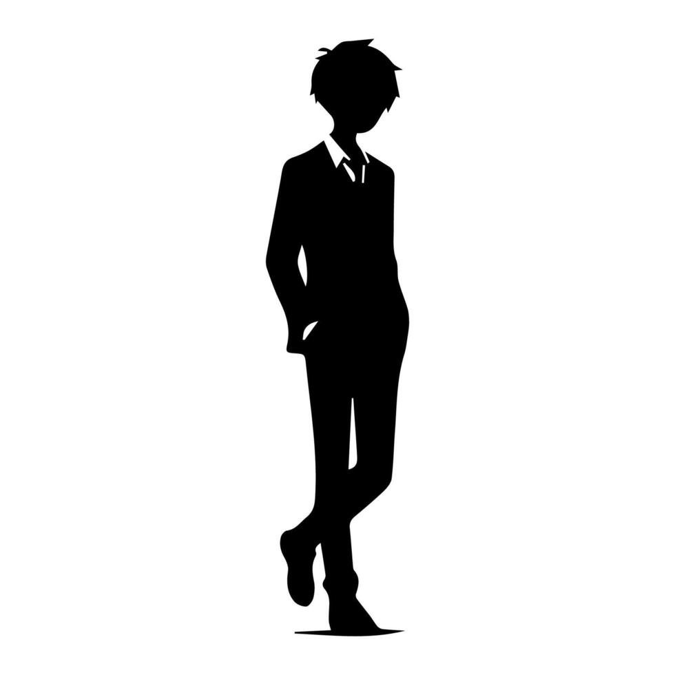 homme silhouette profil image anime style vecteur