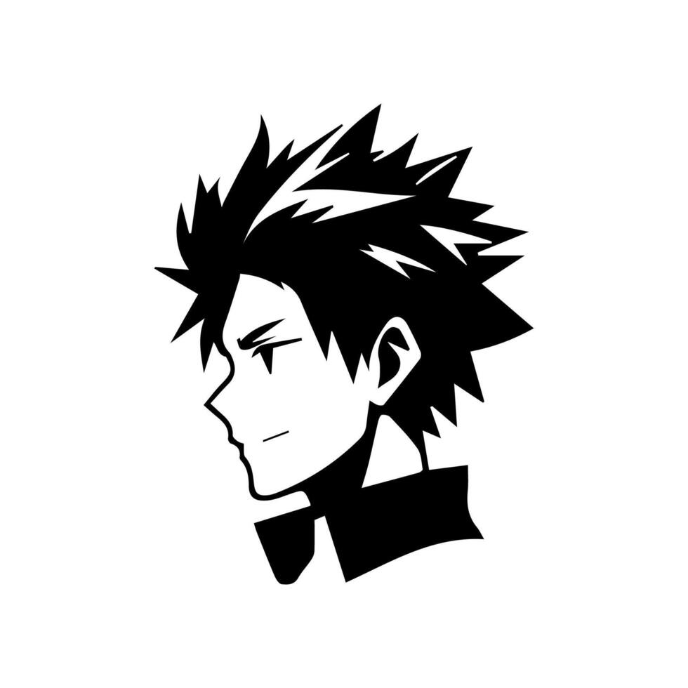 homme silhouette profil image anime style vecteur