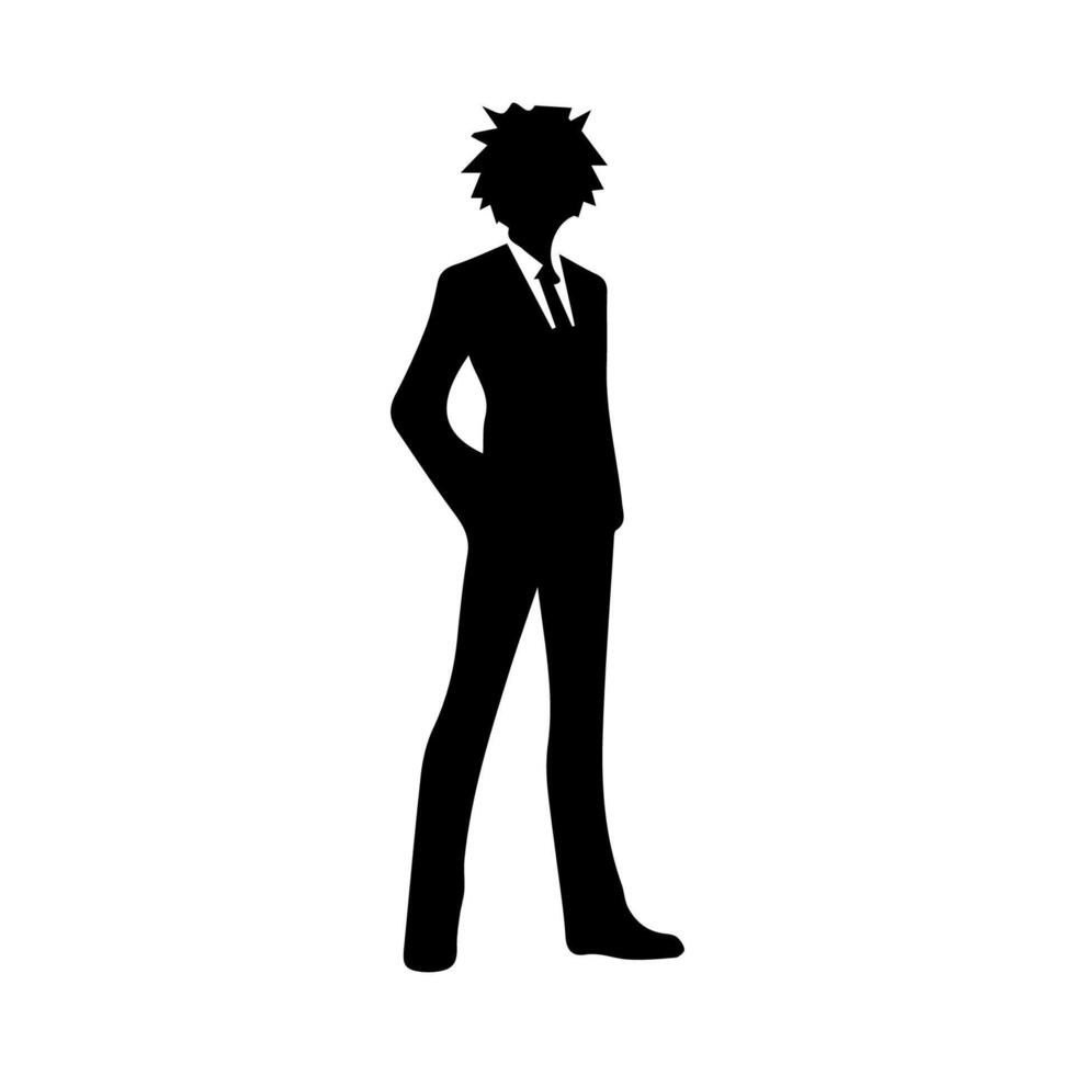 homme silhouette profil image anime style vecteur