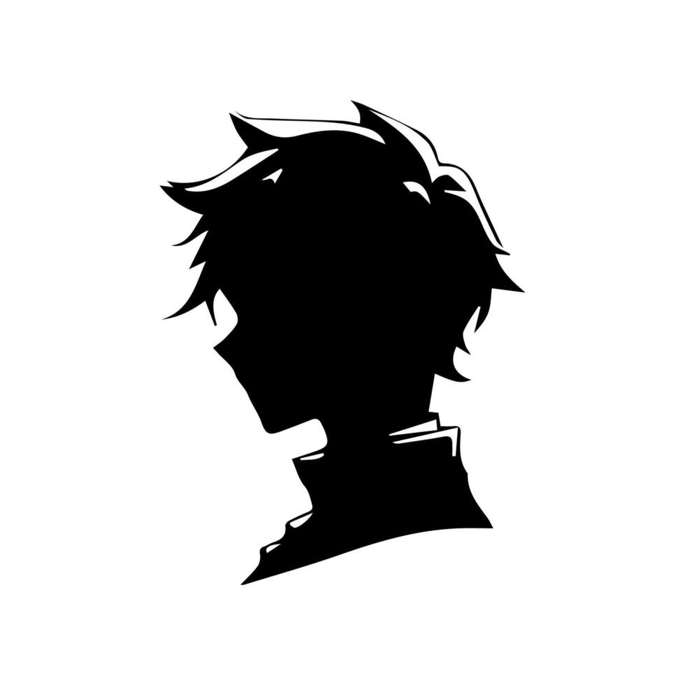 homme silhouette profil image anime style vecteur