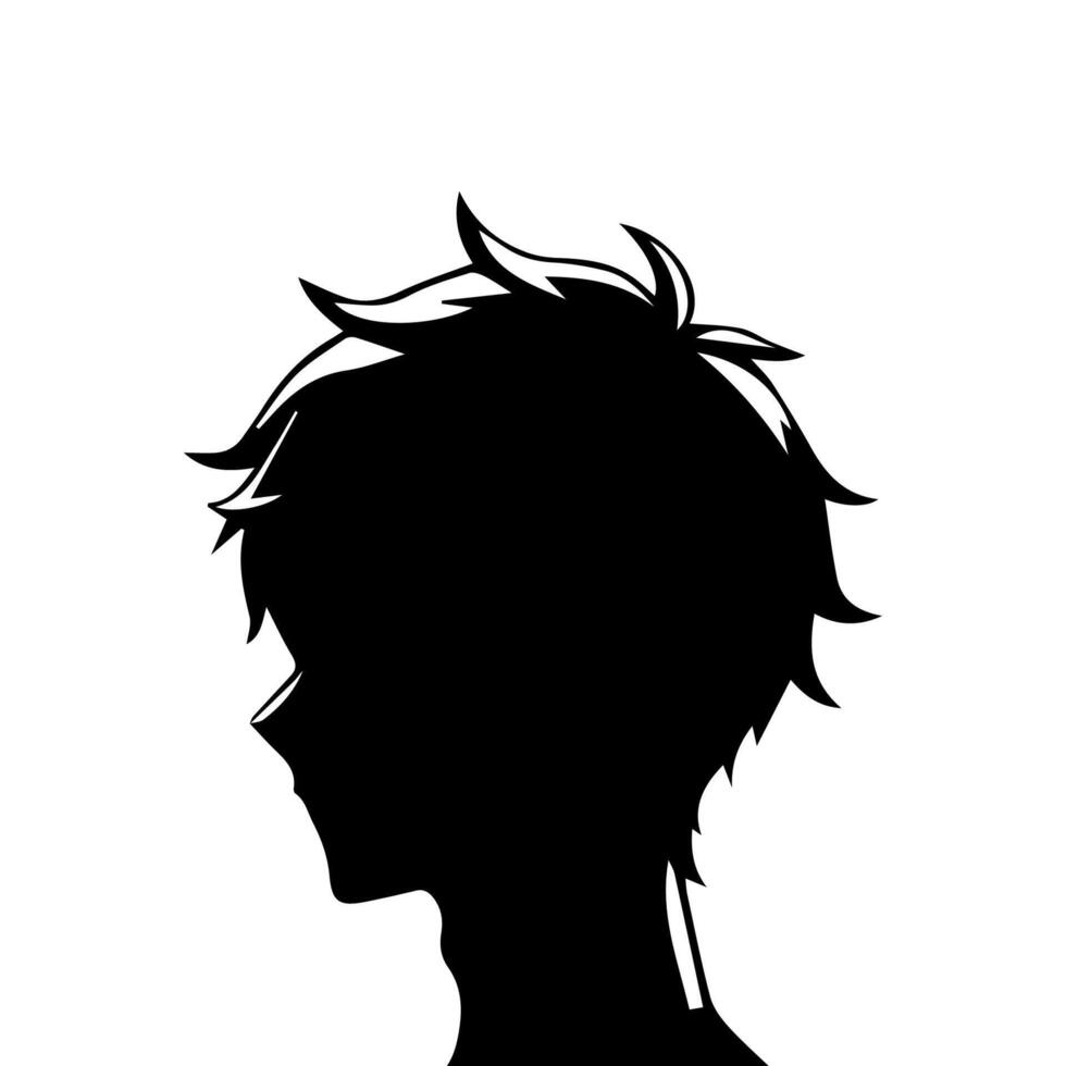 homme silhouette profil image anime style vecteur