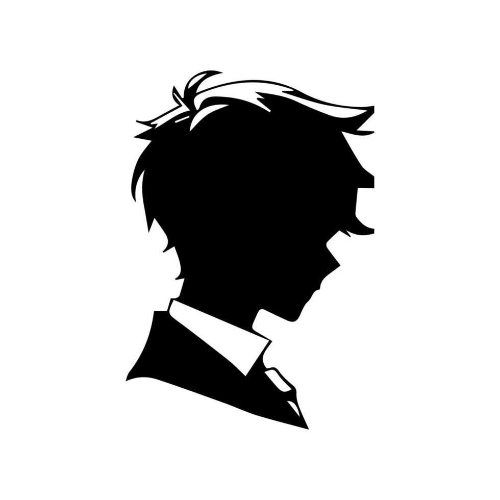 homme silhouette profil image anime style vecteur