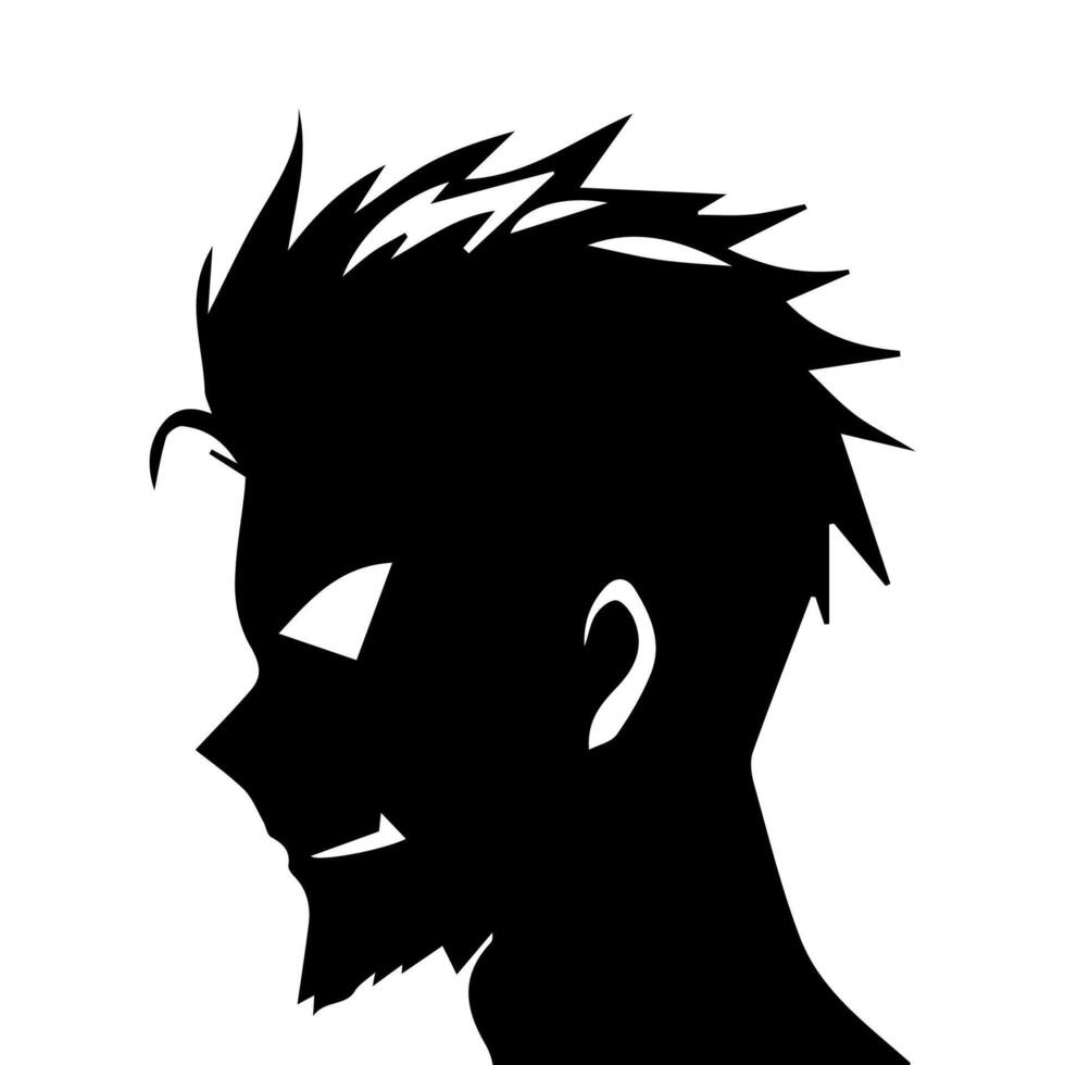 homme silhouette profil image anime style vecteur