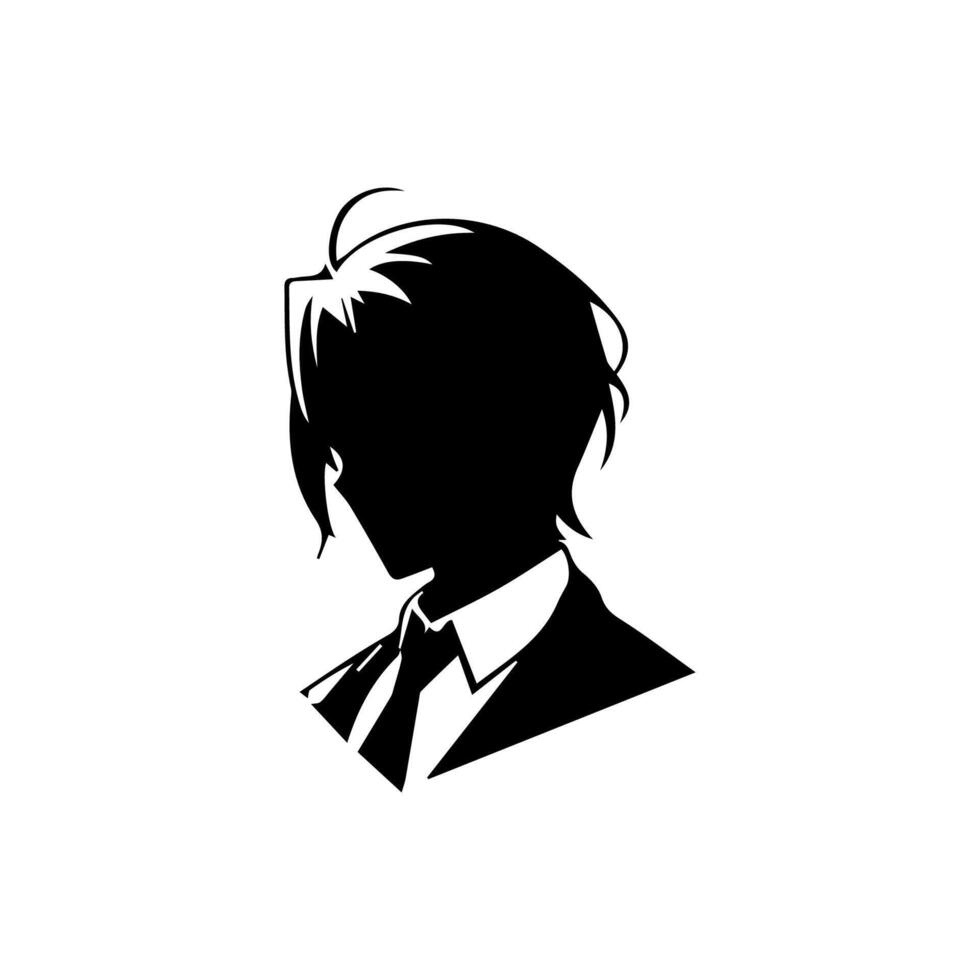 homme silhouette profil image anime style vecteur