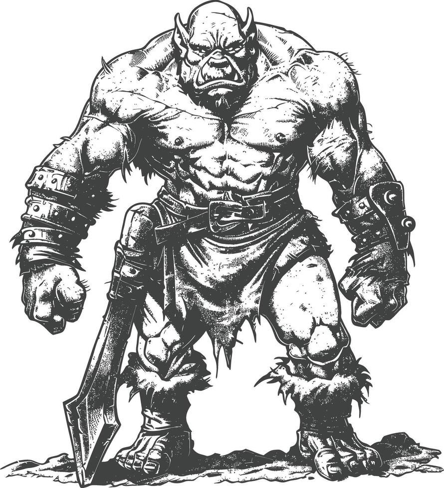 orc plein corps images en utilisant vieux gravure style vecteur