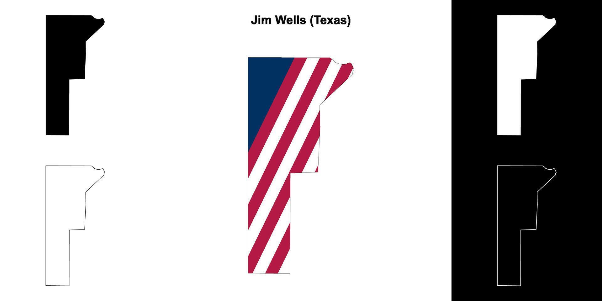 Jim puits comté, Texas contour carte ensemble vecteur