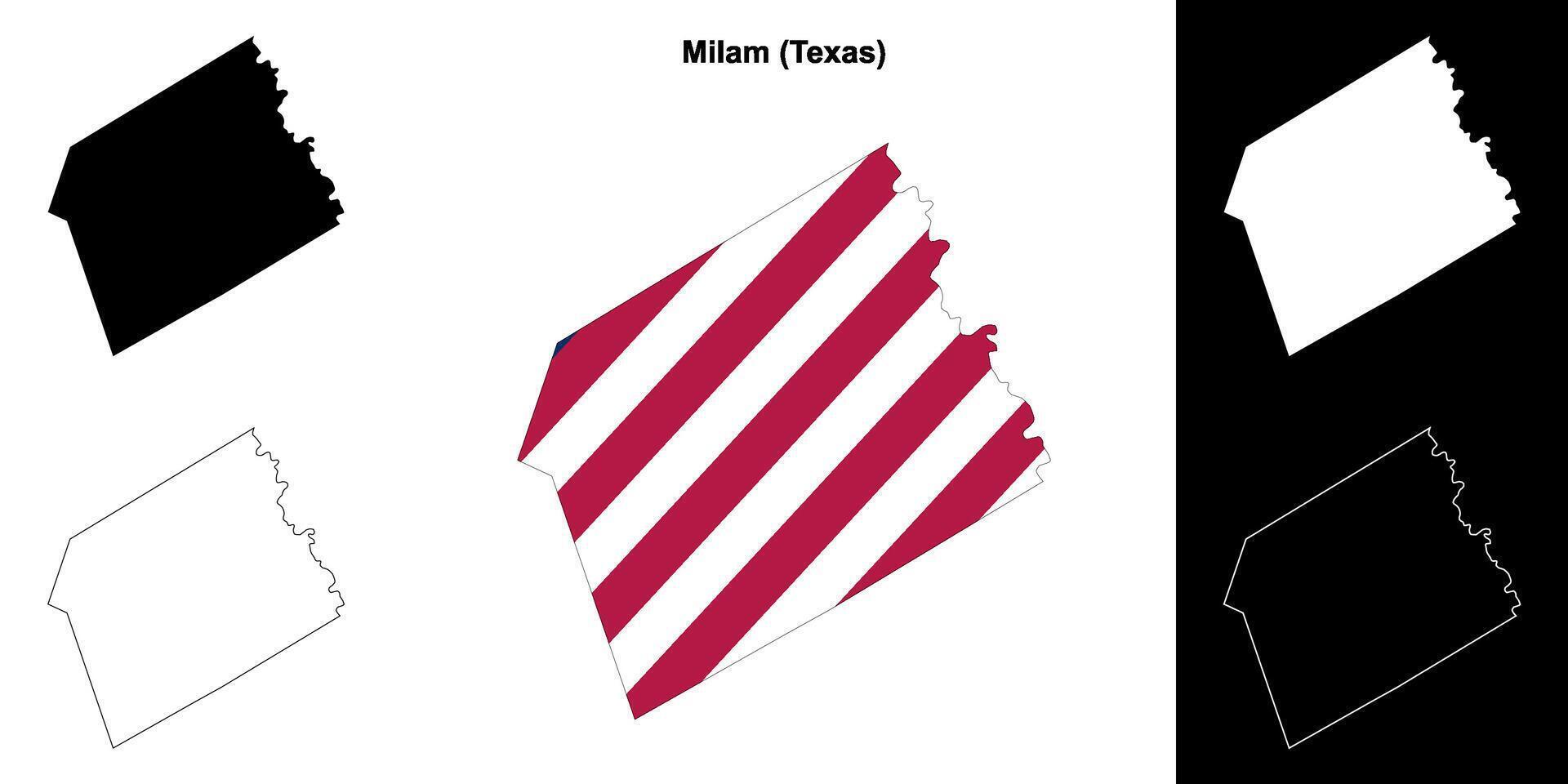 milam comté, Texas contour carte ensemble vecteur