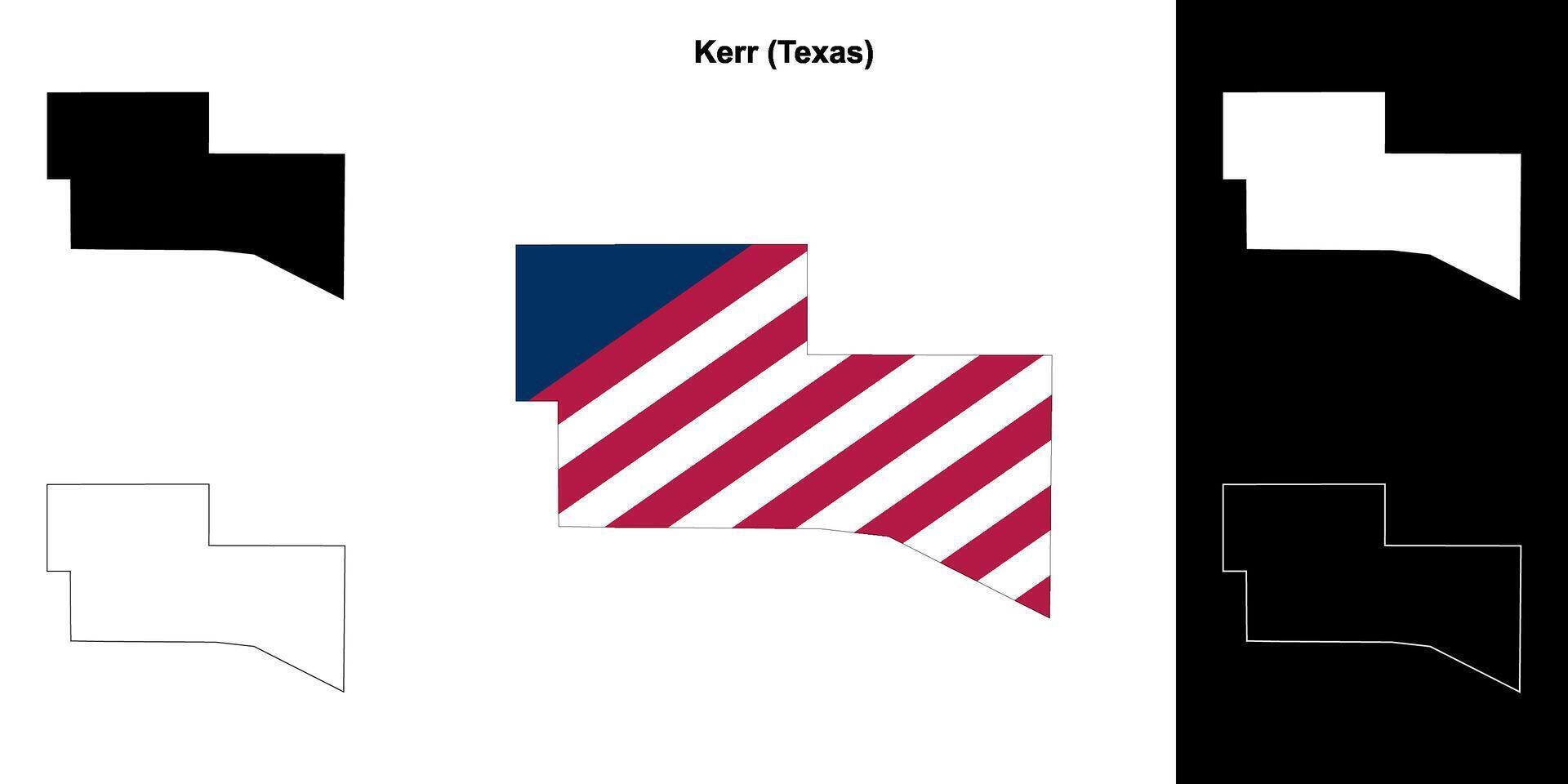 kerr comté, Texas contour carte ensemble vecteur