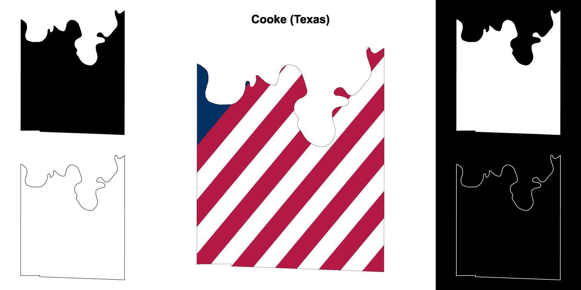cuisiner comté, Texas contour carte ensemble vecteur