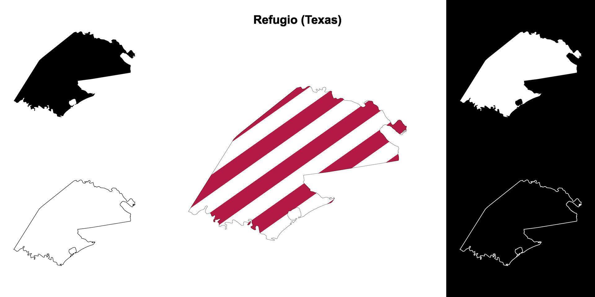 refuge comté, Texas contour carte ensemble vecteur