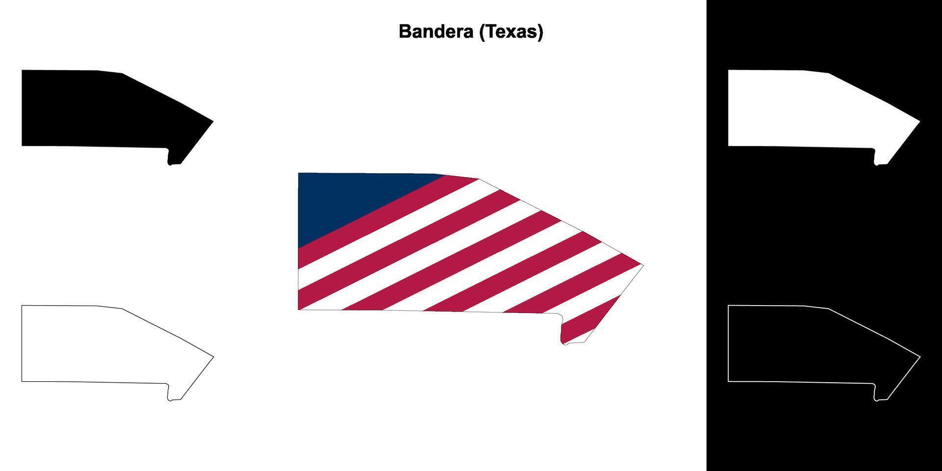 bandera comté, Texas contour carte ensemble vecteur