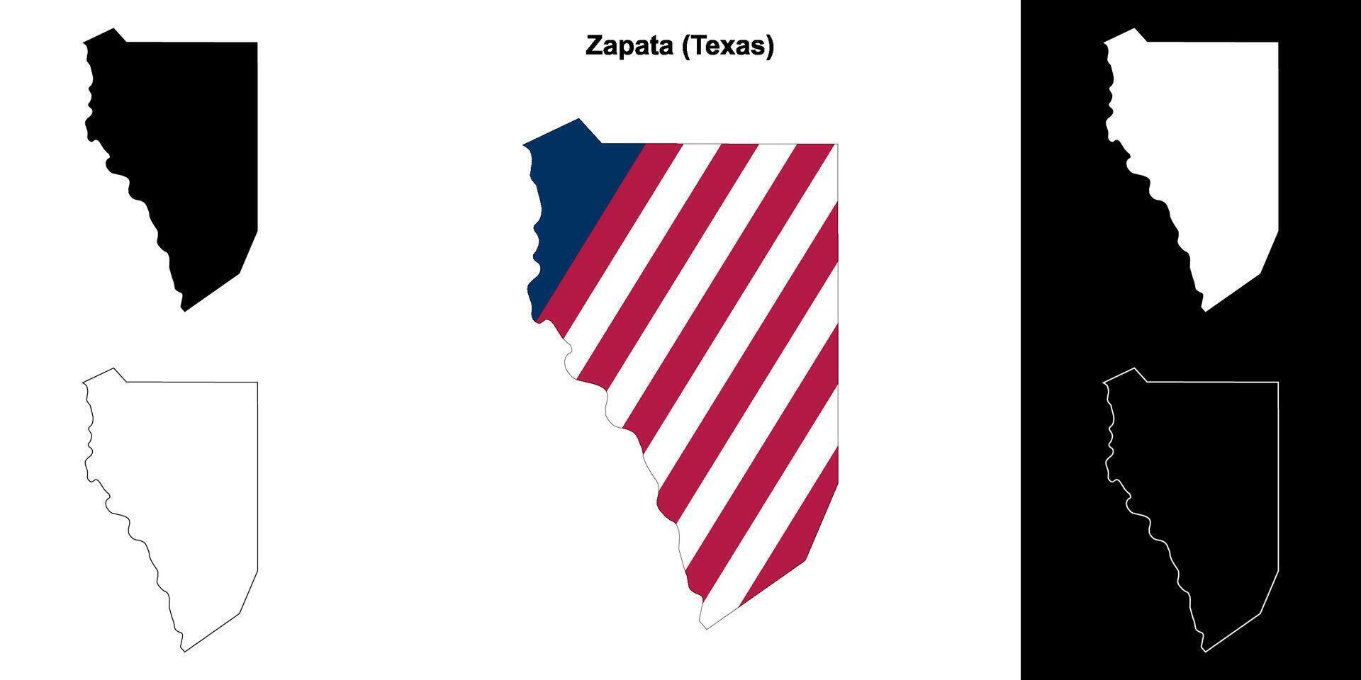 zapata comté, Texas contour carte ensemble vecteur