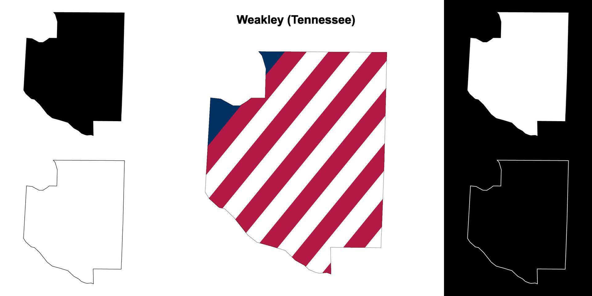 faible comté, Tennessee contour carte ensemble vecteur