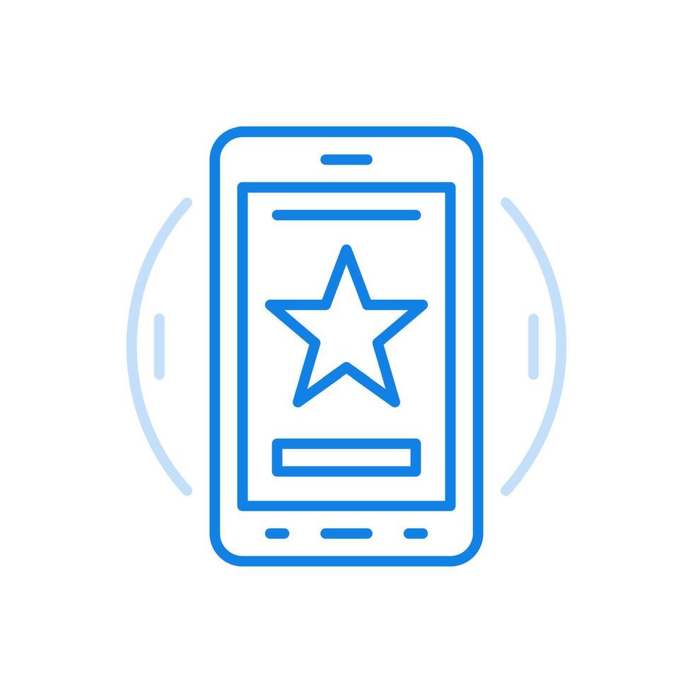 la toile app évaluation ligne icône. en ligne vote pour meilleur service. étoile sur téléphone intelligent filtrer. vecteur