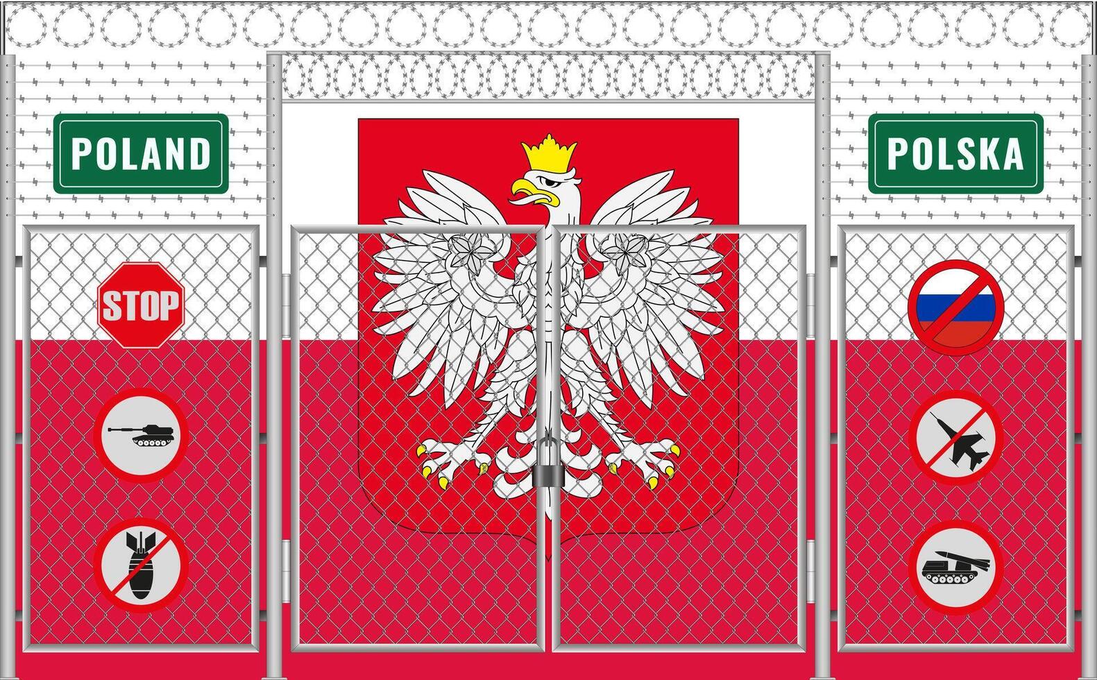 illustration de Pologne drapeau en dessous de treillis. le concept de isolationnisme. non guerre. vecteur