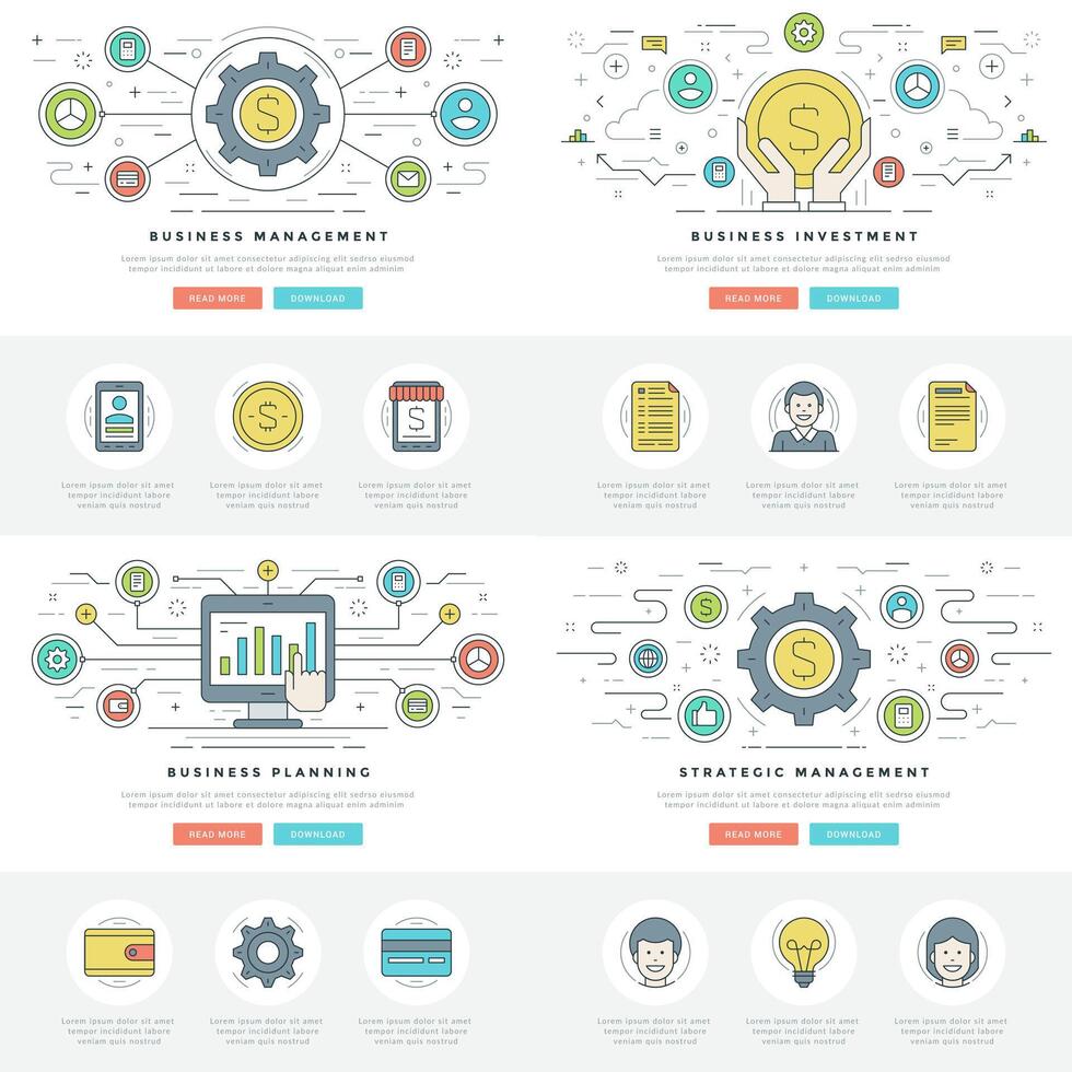 plat ligne affaires concepts ensemble illustrations. vecteur