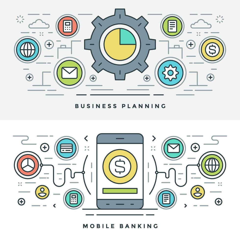 plat ligne affaires Planification et bancaire. illustration. vecteur