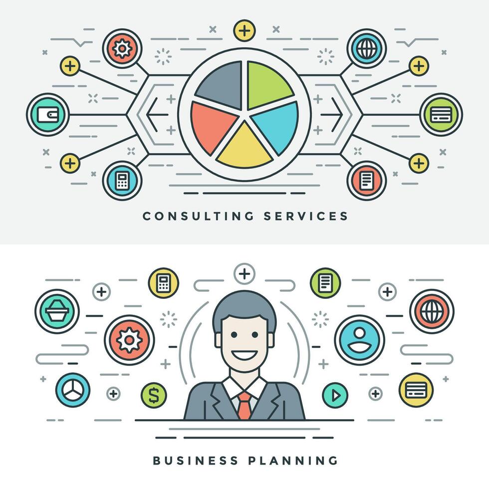 plat ligne affaires Planification et consultant. illustration. vecteur