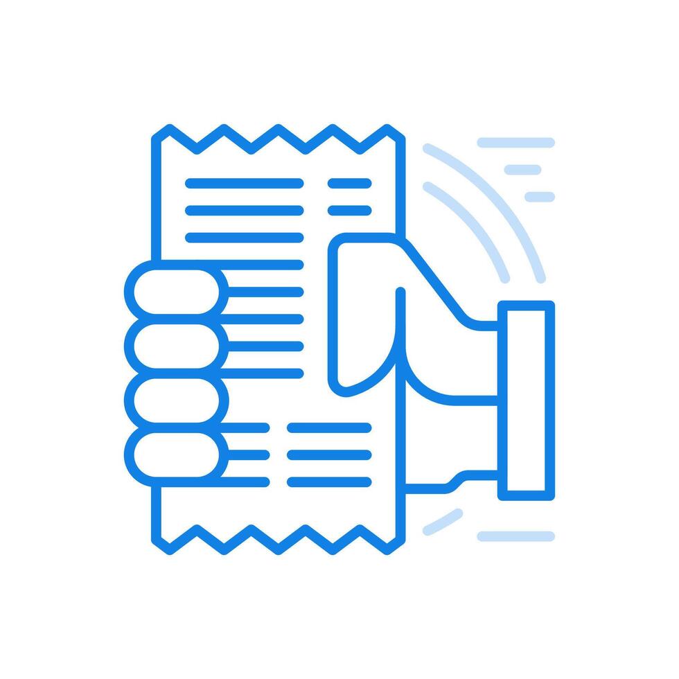 main tenir le reçu facture ligne icône. payé restaurant et café facture. vecteur