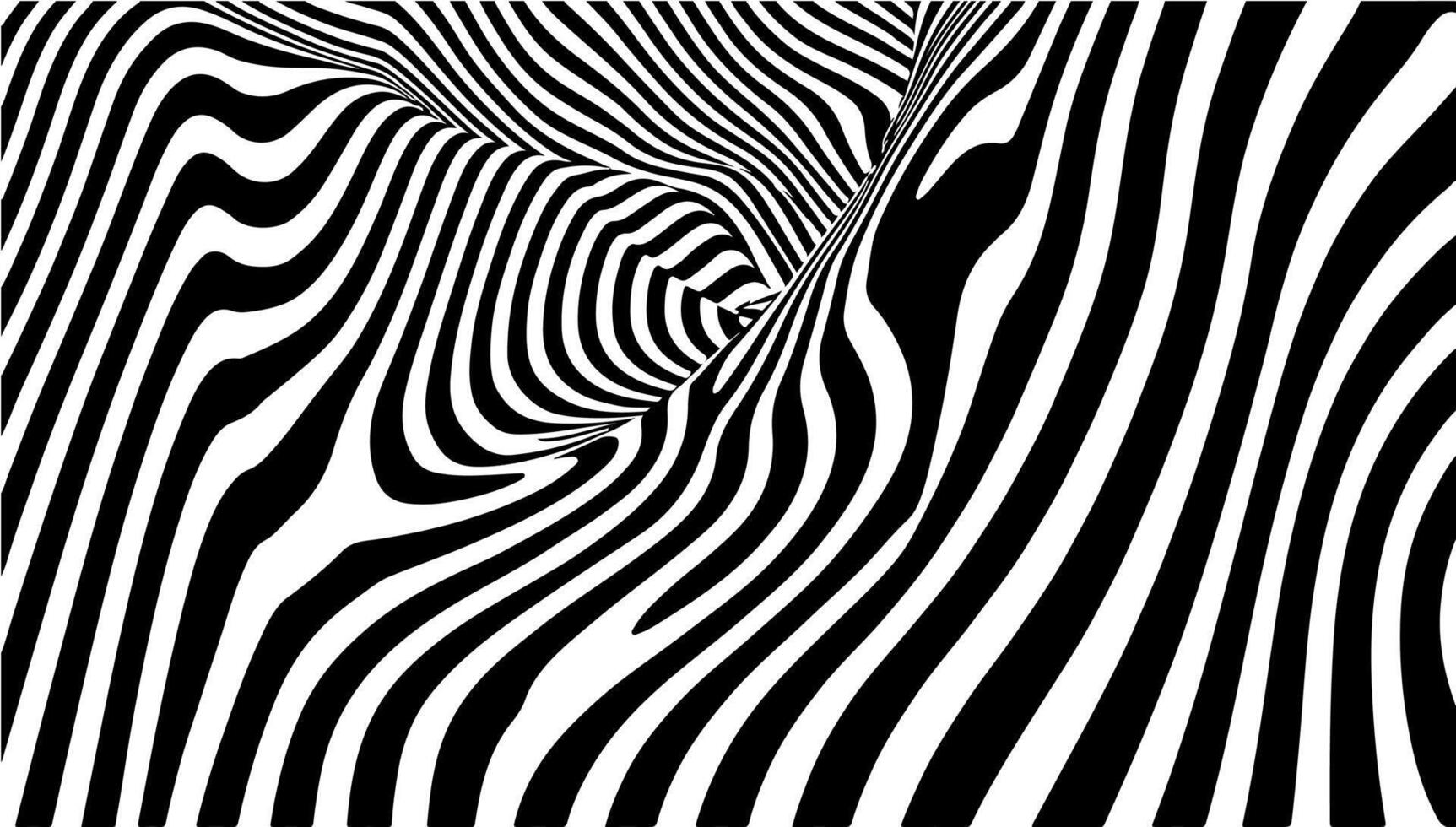abstrait hypnotique modèle avec noir blanc rayé lignes. psychédélique Contexte. op art, optique illusion. La technologie moitié Ton modèle Contexte ou moderne conception, graphique texture vecteur