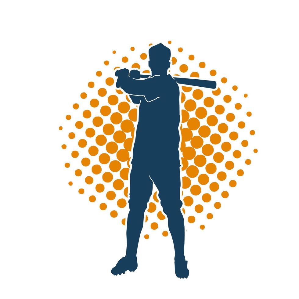 silhouette de une Masculin base-ball Battre joueur dans action pose. silhouette de une homme athlète en jouant base-ball sport comme une Battre. vecteur