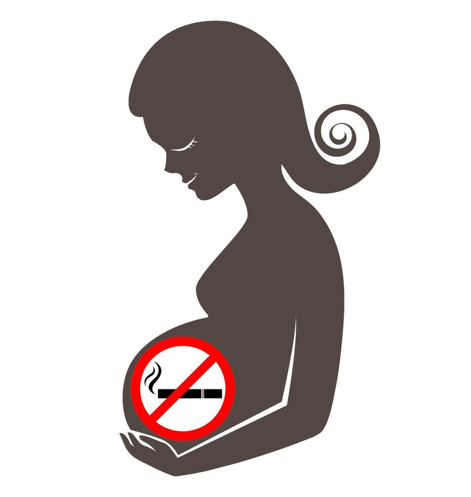 Enceinte femmes avec interdisant fumeur signe vecteur