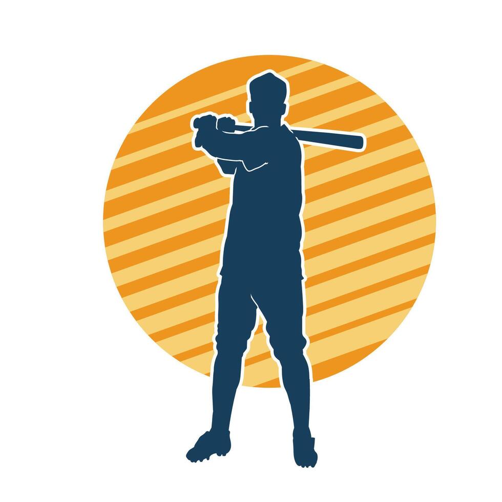 silhouette de une Masculin base-ball Battre joueur dans action pose. silhouette de une homme athlète en jouant base-ball sport comme une Battre. vecteur